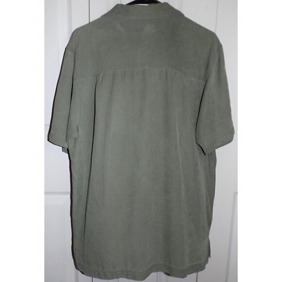 Boca Classics Island Wear M Silk green Aloha embroideredy short sleeve - Picture 3 of 3